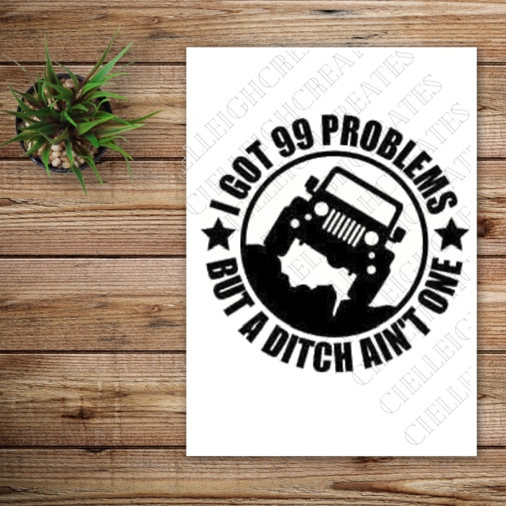 *2 for $20* I Got 99 Problems And A Ditch Ain't One Vinyl Decal / Sticker